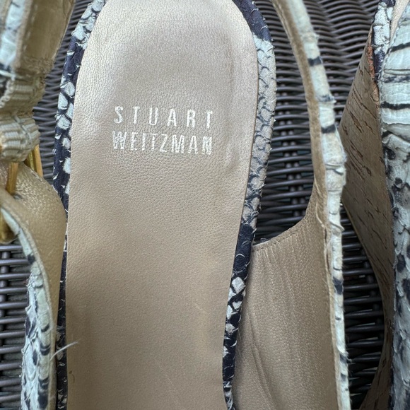 Stuart Weizman Snake Skin cork heeled open toe wedge shoes size 7.5 - Picture 6 of 9